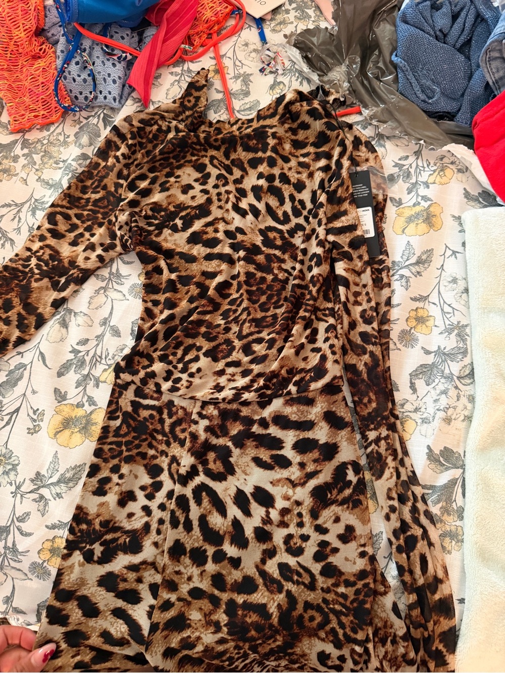 Womens Leopard Print Long Sleeve romper - Brown